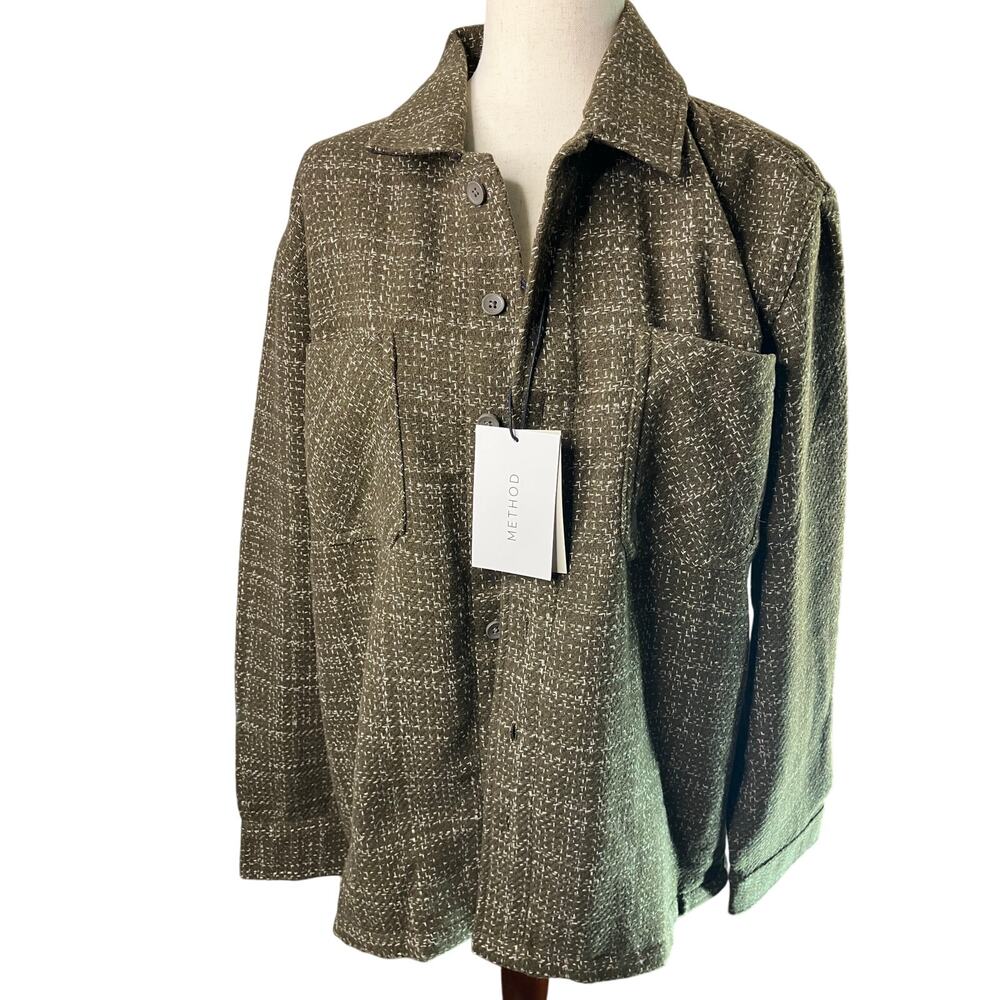 Method Denver Mocha Textured Two-Pocket Overshirt Jacket Size L NWT